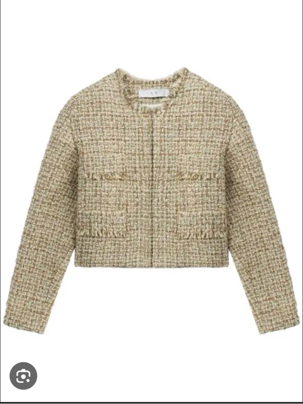 IRO Bouclé Tweed Jacket in Ivory and Gold